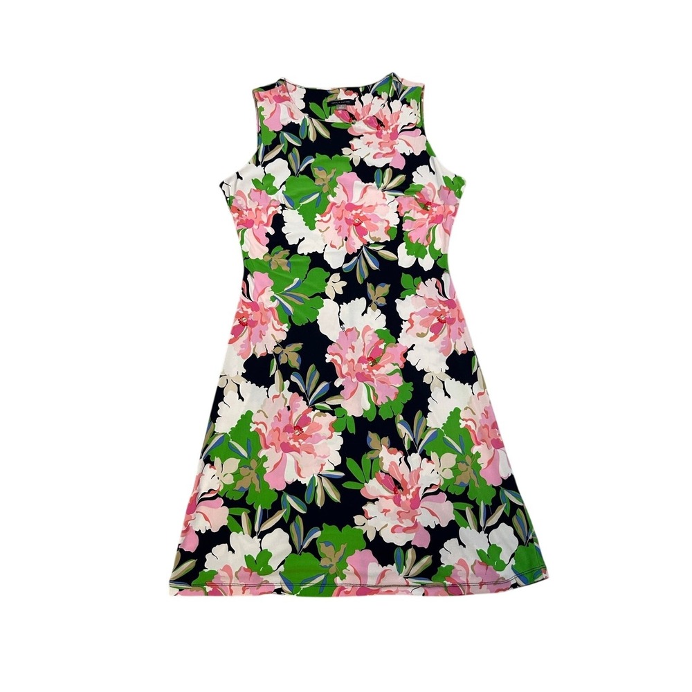 Tommy Hilfiger Floral Sheath Dress Women's Size 4 Navy Pink Sleeveless Stretch - Picture 2 of 8